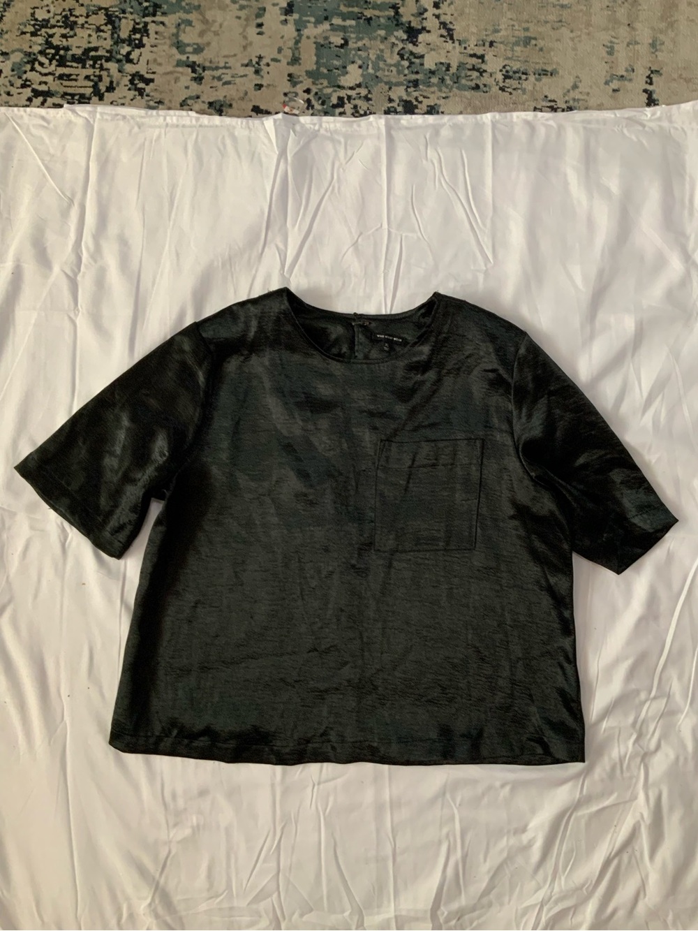 Who What Wear Black Short-Sleeve Pocket Tee